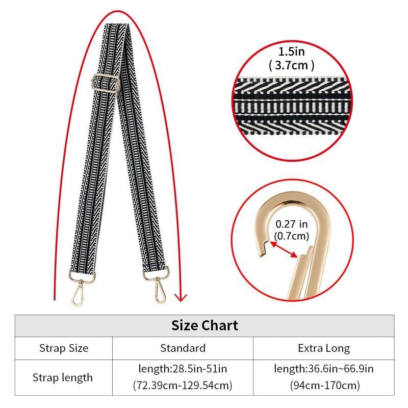 ZOOEASS Wide Shoulder Strap Adjustable Replacement Belt Guitar Style Crossbody Bag Handbag Strap Multicolor Canvas Straps(Wide:1.4in) (Color6) - Image 5